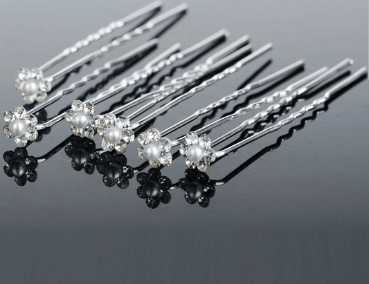 10x Diamante Wedding Hair Pins Flower Girl Hair Accessories, Bridesmaid Hair, Bridal Diamante Crystal Pearl Hair Clips/Grips Jewellery Prom