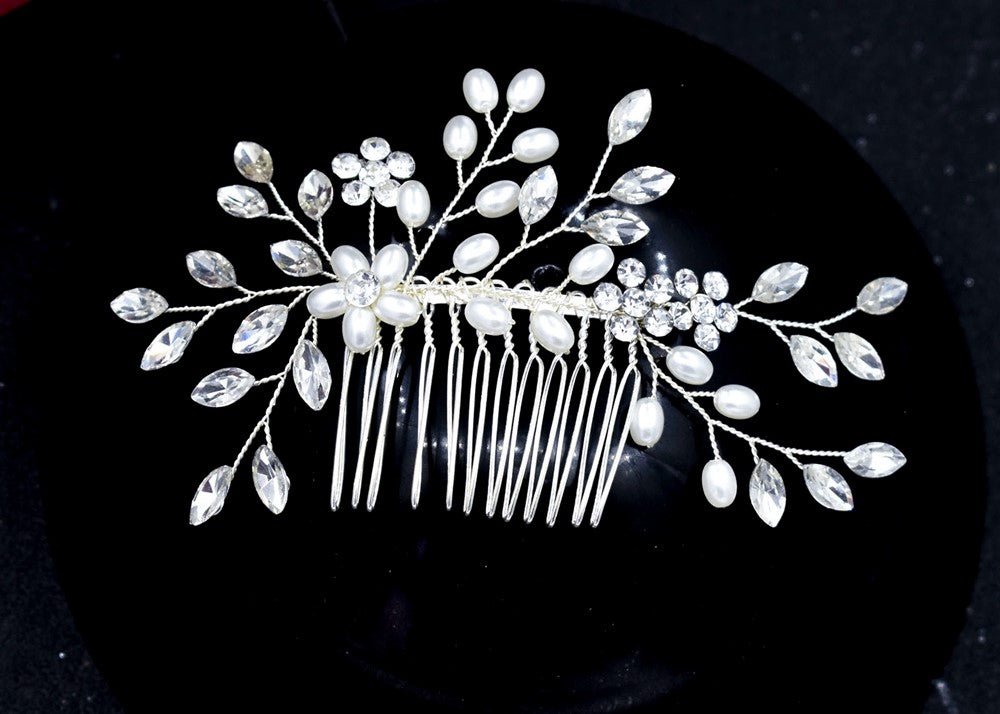 Bridal Hair Comb Hair Accessories Crystal Pearl Wedding Hairpiece Hair Vine in Silver Bridesmaid Prom Hair Accessory S467