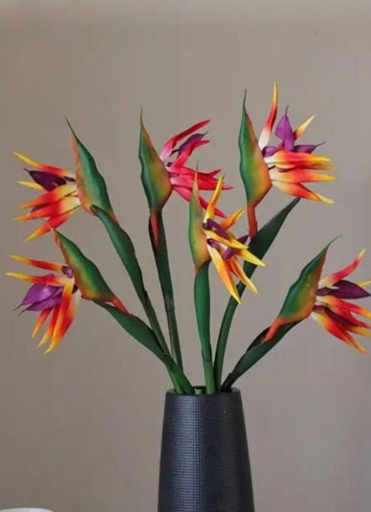Artificial Birds of Paradise, 1 x Single Stem, Tropical Flowers, Orange Flowers, 1 Artificial Flowers, Fake Birds of Paradise, Silk Spring Wedding Flowers