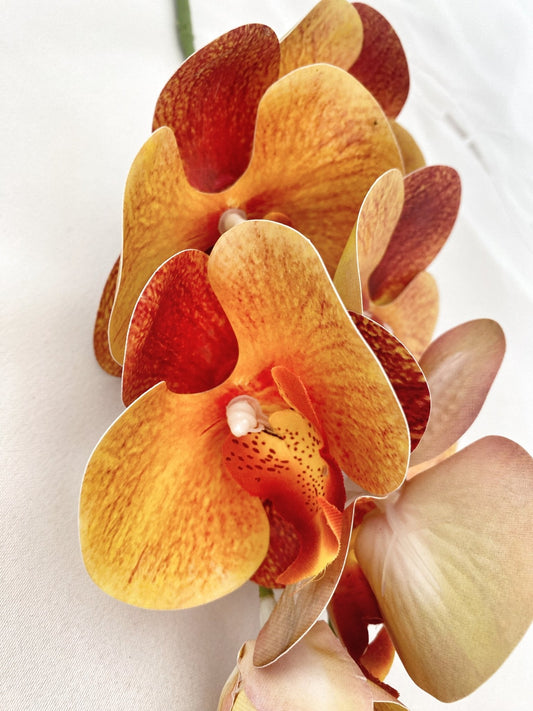 Artificial Orange Orchid Stem, Orange Orchid Flower, Flowers Gift for Her, Real Touch Orchids, Faux Orchid Flowers, Wedding Flowers, Artificial Flowers