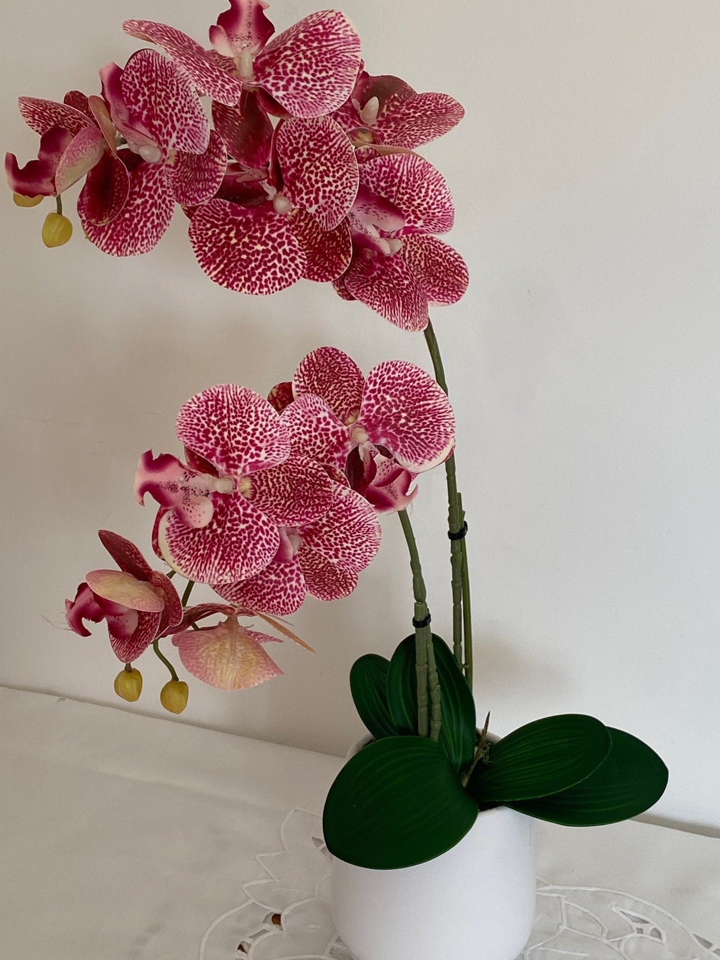 Artificial Orchid Plant, Gift for Her, Real Look Orchids, Spotted Pink Orchid Pot Plant, Phalaenopsis, Artificial Flowers, Faux Orchid