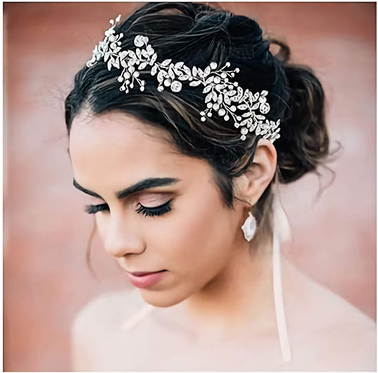 Bridal Headpiece, Bridal Tiara Headband, Bridal Wedding Hair Accessories -Crystal Diamante and Pearl