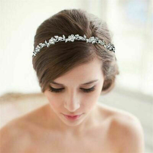 Bridal Tiara, Bridal Headband, Bridal Wedding Hair Accessories with Crystal Diamante for Bride, Bridesmaid or Flower Girl
