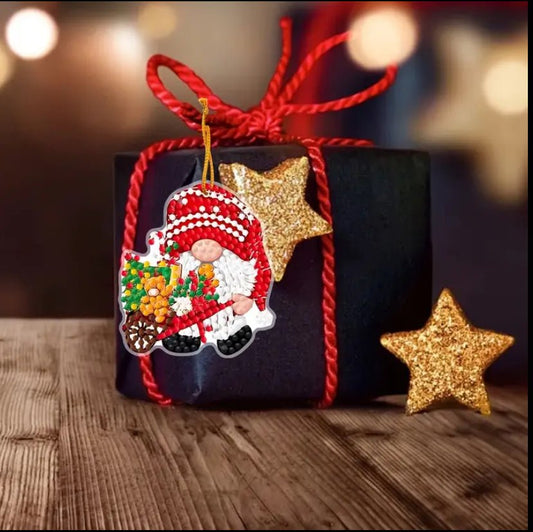 Christmas Gonk Diamond Art Decorations - DIY Christmas Diamond Art Kit - Christmas Decoration Craft Kit in Laminate with Rhinestone Drills