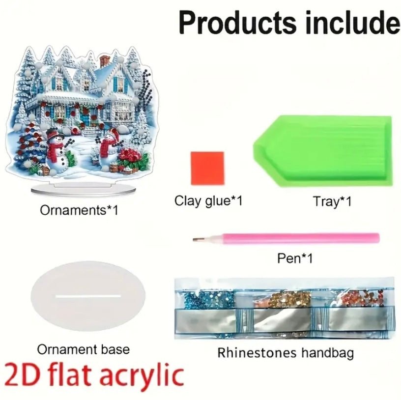 Snowman House DIY Diamond Art Kit - Christmas Diamond Art Ornament - Christmas Decoration Craft Kit in Acrylic