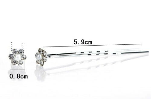 10x Diamante Wedding Hair Pins Flower Girl Hair Accessories, Bridesmaid Hair, Bridal Diamante Crystal Pearl Hair Clips/Grips Jewellery Prom