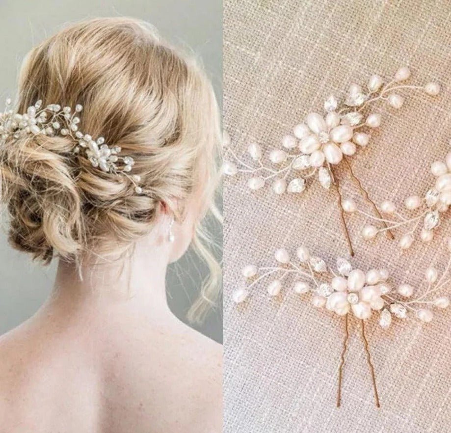 3pc Bridal Hair Accessories Bridal Wedding Hair Pin/Hair Vine, Wedding Hair Accessories Crystal Diamante Pearl, Bridesmaid Hair Accessories