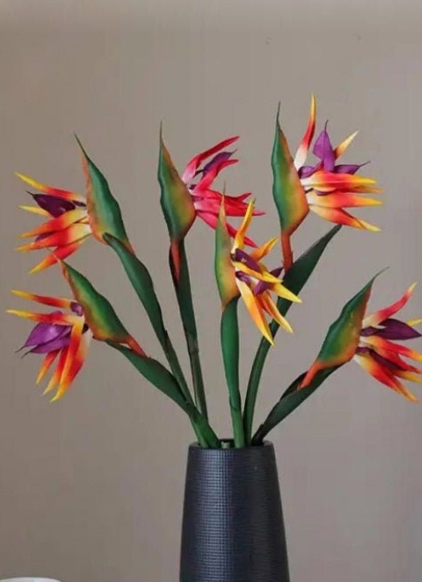 Artificial Birds of Paradise, 1 x Single Stem, Tropical Flowers, Orange Flowers, 1 Artificial Flowers, Fake Birds of Paradise, Silk Spring Wedding Flowers