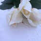 Job Lot 28 x Real Touch Cream Bud Roses, White Artificial Flowers plus loose Leaves(not attached) . Ideal for Button Holes, Corsages. Faux Flowers, Wedding Flowers