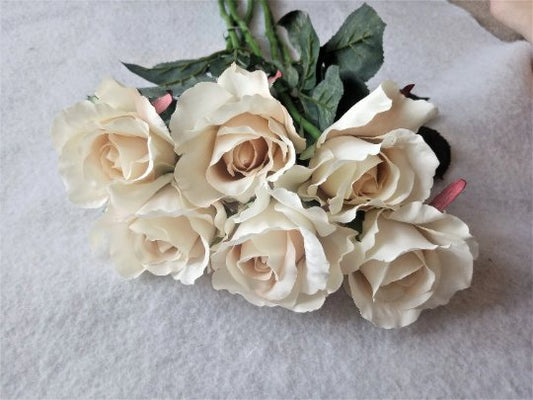Artificial Cream Roses, Real Touch White Roses, White Flowers, Artificial Flowers, Faux Flowers Wedding Flowers, Flowers Gift for Her