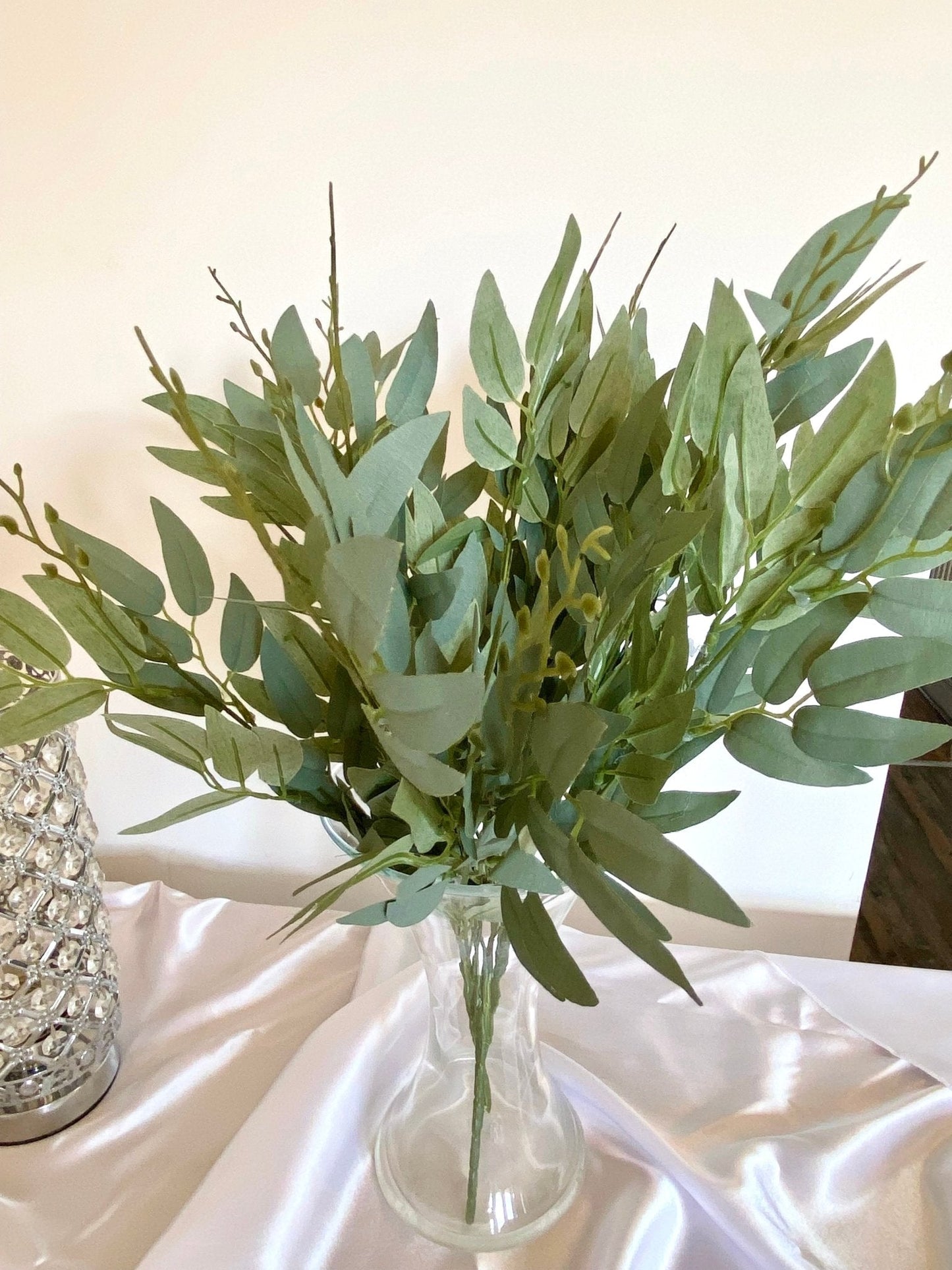 Artificial Green Foliage, Willow Foliage Leaves, Faux Green Leaves, Willow Light Green Foliage, Silk Wedding Flowers,  Home Decor