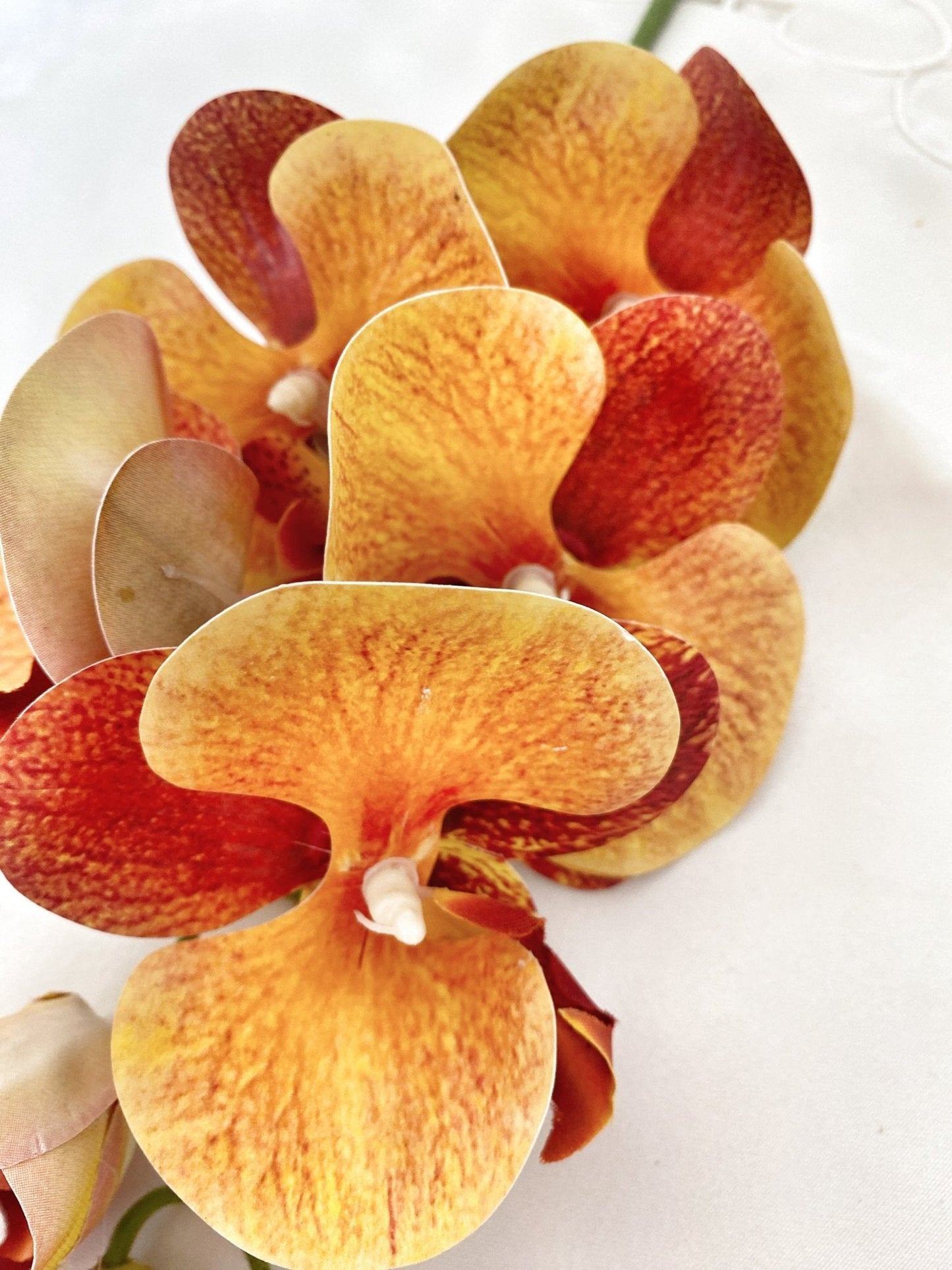 Artificial Orange Orchid Stem, Orange Orchid Flower, Flowers Gift for Her, Real Touch Orchids, Faux Orchid Flowers, Wedding Flowers, Artificial Flowers