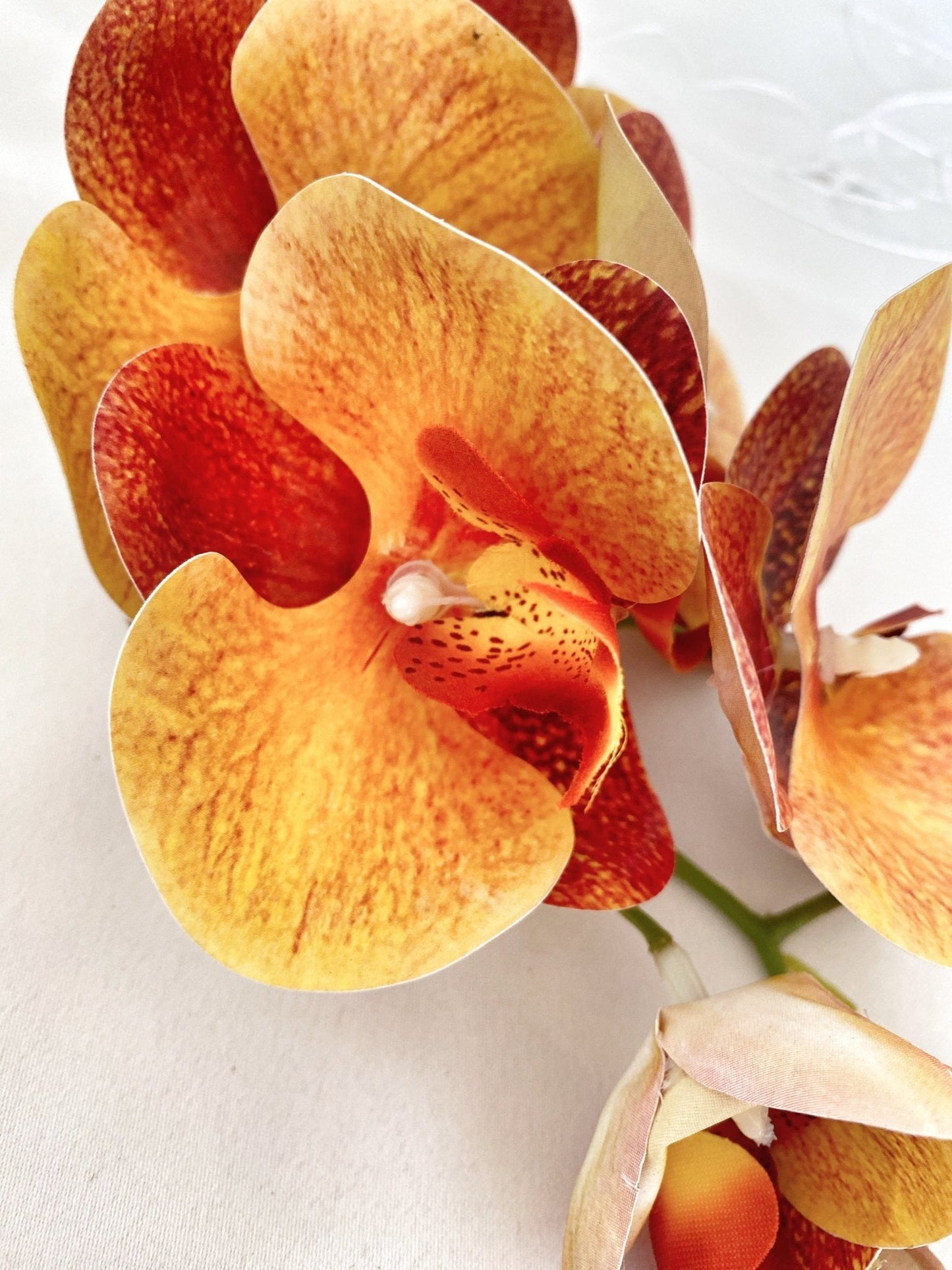 Artificial Orange Orchid Stem, Orange Orchid Flower, Flowers Gift for Her, Real Touch Orchids, Faux Orchid Flowers, Wedding Flowers, Artificial Flowers