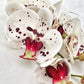 Artificial Orchid Flower Gift for Her, Real Touch Orchids White & Red Spotted Orchid Stem, White Flowers, Faux Artificial Flowers Wedding Flowers
