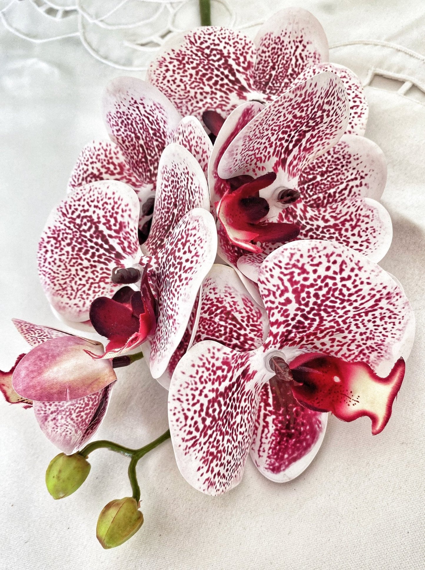 Artificial Orchid Stem, Magenta Pink Spotted Orchid Flower, Pink Flowers, Flowers Gift for Her, Artificial Flowers, Real Look Orchids Faux Orchid Flower