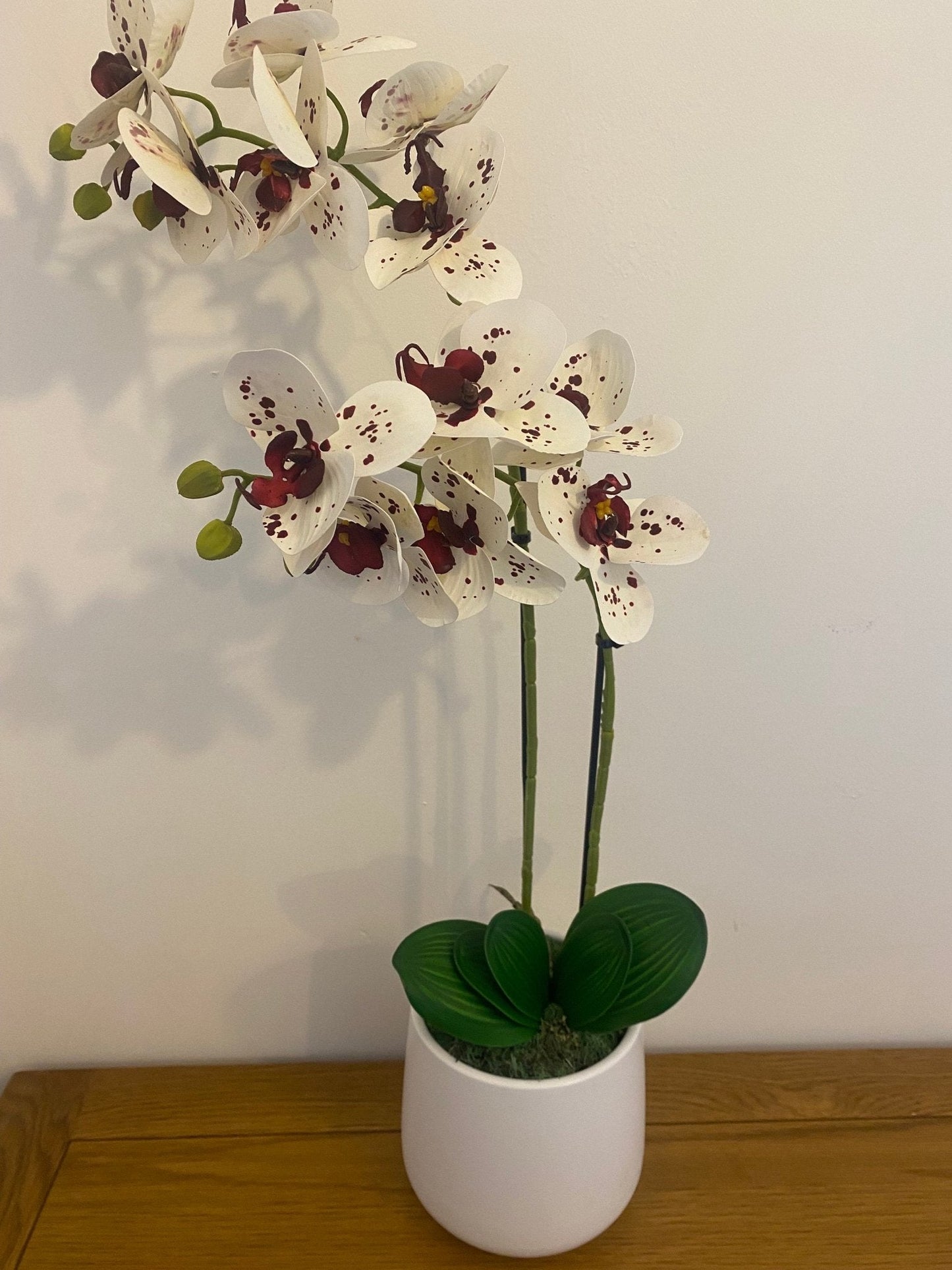 Artificial Orchid Plant, Gift for Her, Real Look Orchids, White Spotted Orchid Pot Plant, Phalaenopsis, Artificial Flowers, Faux Orchid