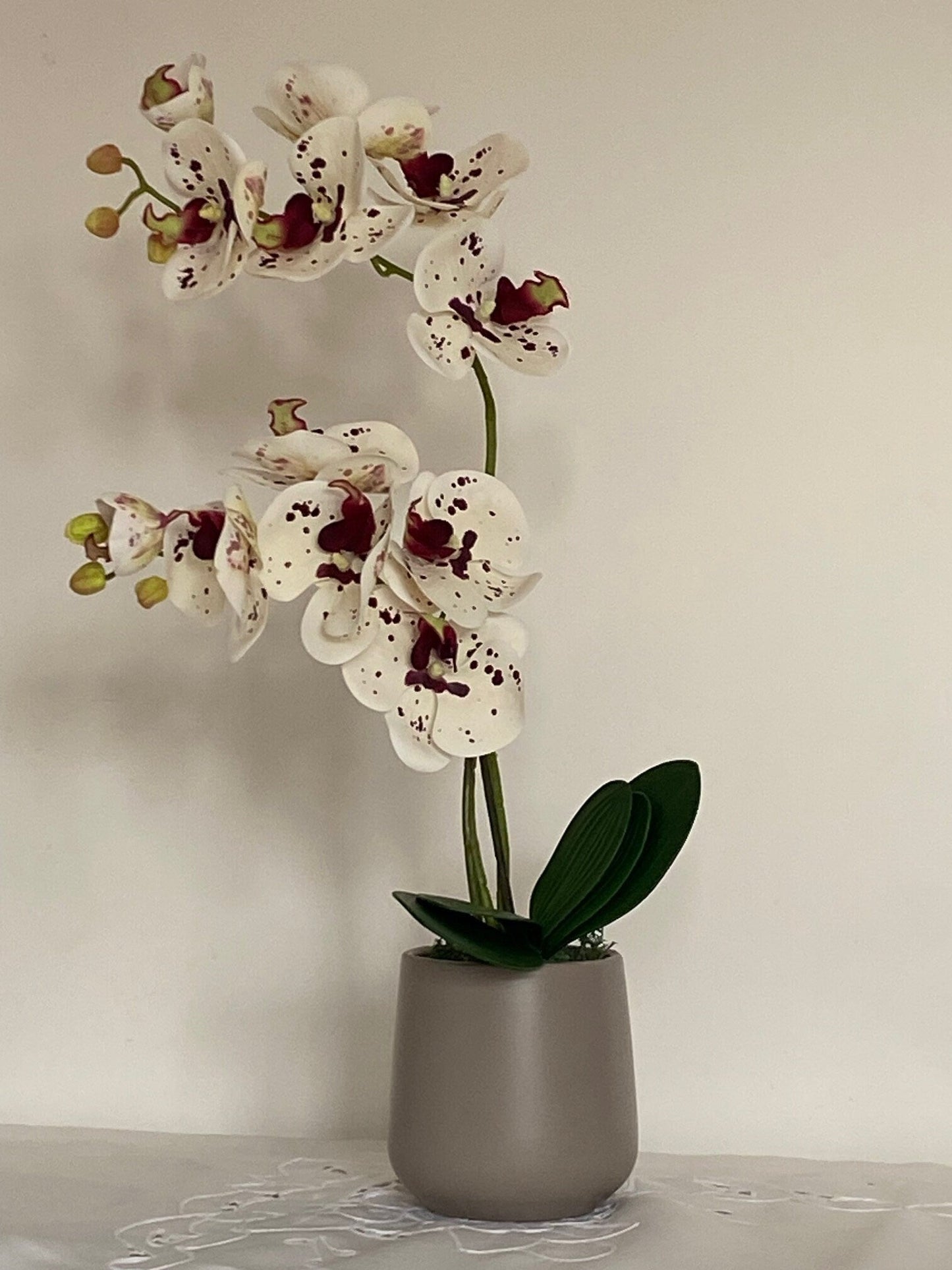 Artificial Orchid Plant, Gift for Her, Real Look Orchids, White Spotted Orchid Pot Plant, Phalaenopsis, Artificial Flowers, Faux Orchid