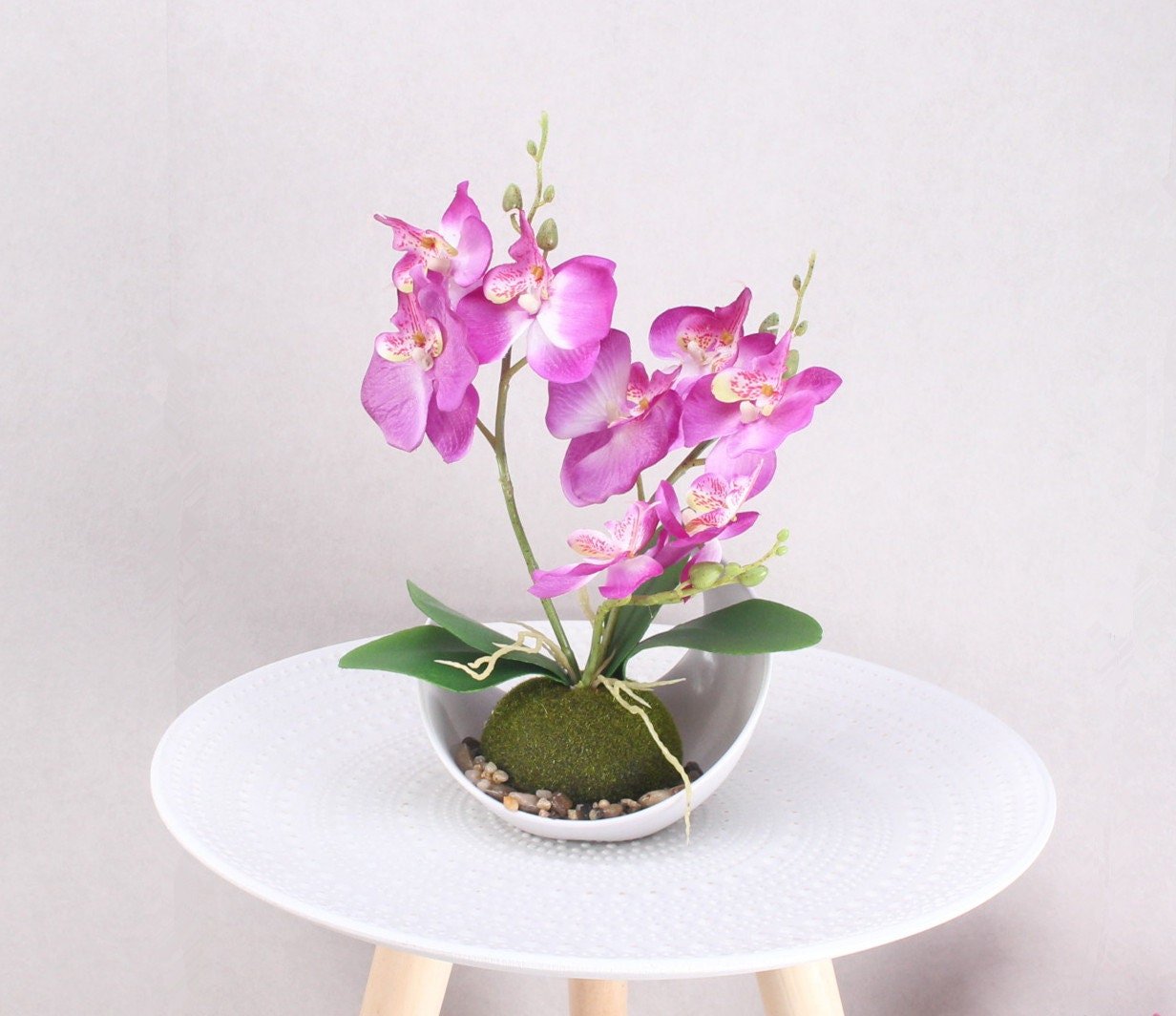 Artificial Orchid Plants, Faux Potted Orchids Phalaenopsis Orchids 28cm Potted Orchid in Purple, Pink or White Silk Orchid Flowers