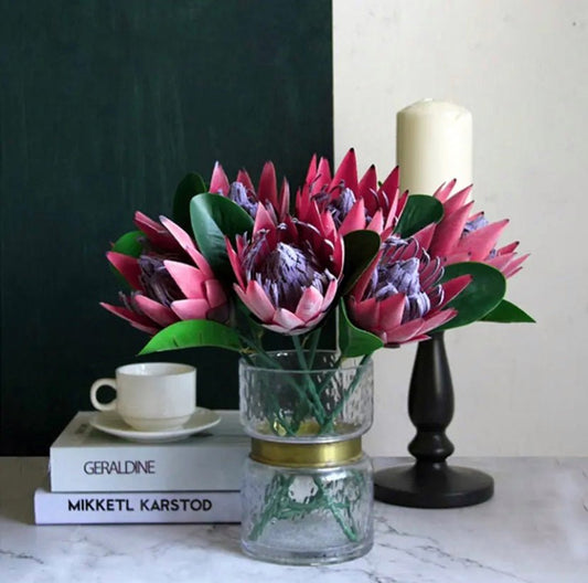 Artificial Protea Flowers, Pink & Purple or Orange Faux Flowers, (1 Flower) Foliage Filler Flowers, Fake Protea, Artificial Flowers, Wedding, King Protea