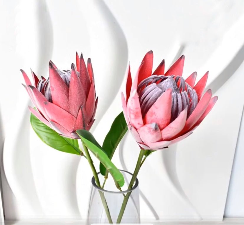 Artificial Protea Flowers, Pink & Purple or Orange Faux Flowers, (1 Flower) Foliage Filler Flowers, Fake Protea, Artificial Flowers, Wedding, King Protea