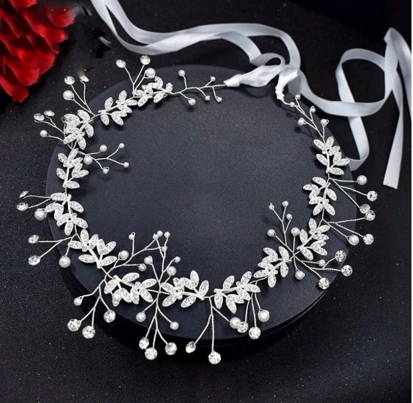 Bridal Headpiece, Bridal Tiara Headband, Bridal Wedding Hair Accessories -Crystal Diamante and Pearl