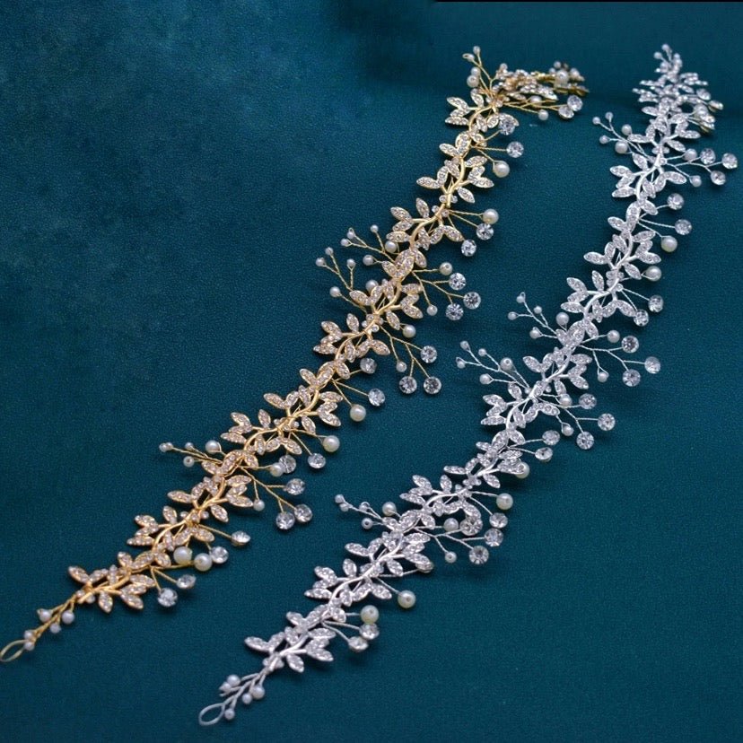 Bridal Headpiece, Bridal Tiara Headband, Bridal Wedding Hair Accessories -Crystal Diamante and Pearl
