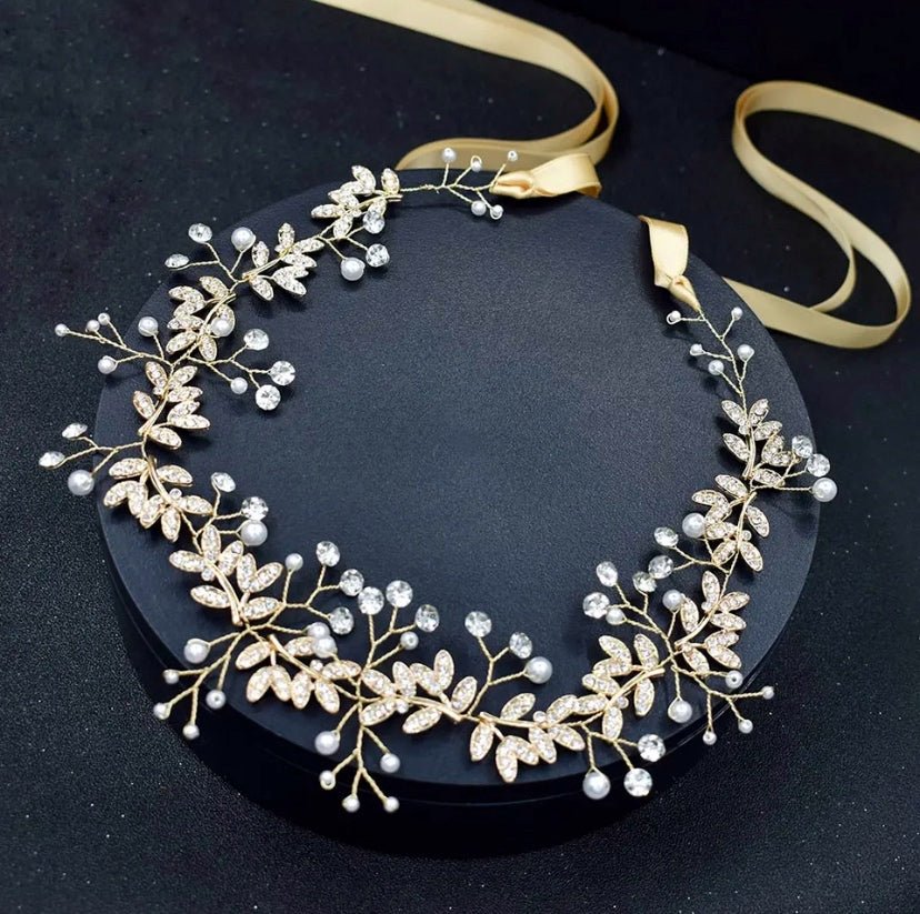 Bridal Headpiece, Bridal Tiara Headband, Bridal Wedding Hair Accessories -Crystal Diamante and Pearl