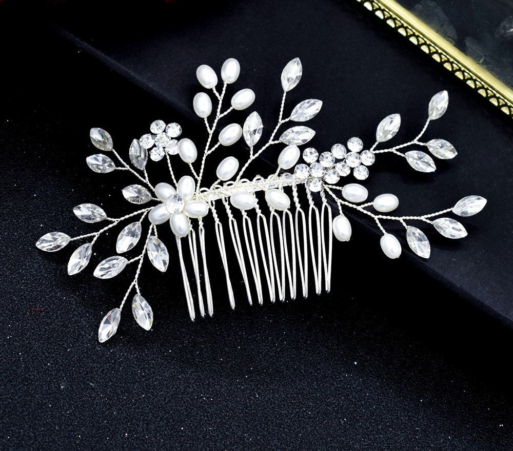 Bridal Hair Comb Hair Accessories Crystal Pearl Wedding Hairpiece Hair Vine in Silver Bridesmaid Prom Hair Accessory S467