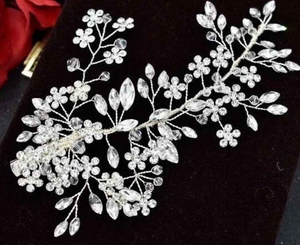 Bridal Wedding Hair Accessories Hair Vine Crystal Hair Piece (One piece) Bridesmaid Accessory Hair Jewellery in Silver