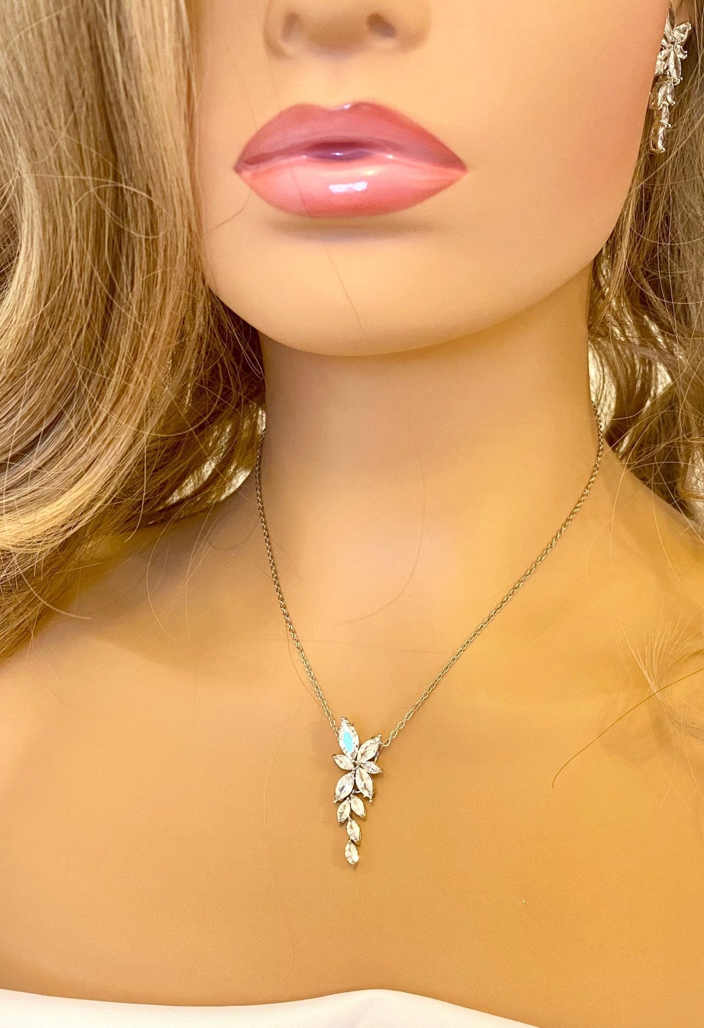 Crystal Bridal Jewellery Set CZ, Gift for Her, Star Necklace Earrings & Bracelet Wedding Set Silver & Gold