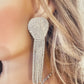 Crystal Fringe Earrings Gift for Her, Diamante Tassel Earrings in Silver, Gold or Black, Long Dangle Earrings, Statement Earrings