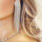 Crystal Fringe Earrings Gift for Her.  Diamante Long Dangle Tassel Earrings Statement Fringe Earrings in Silver and Gold