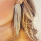 Crystal Fringe Earrings Gift for Her.  Diamante Long Dangle Tassel Earrings Statement Fringe Earrings in Silver and Gold