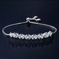 CZ Bridal Bracelet with Flower Design in Silver, White Gold Plated, Wedding Bracelet Accessories
