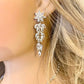 CZ Crystal Dangle Drop Bridal Earrings Flower Design Gift for Her in Silver