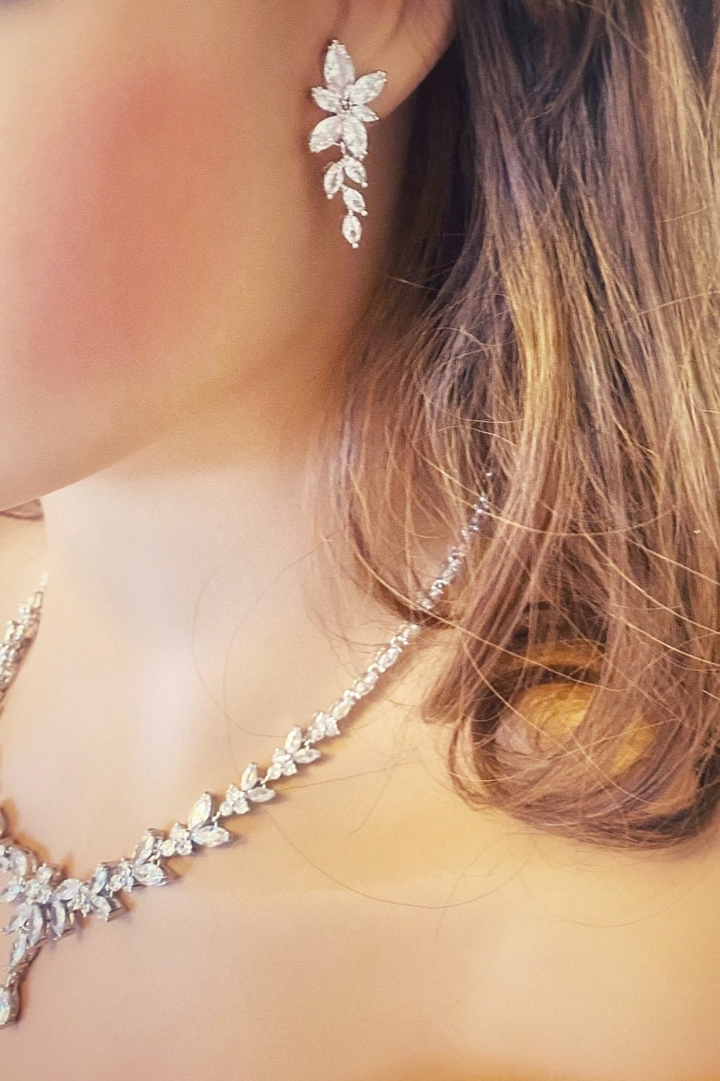 CZ Crystal Star Dangle Drop Earrings Gift for Her, Bridal Earrings in Silver and Gold