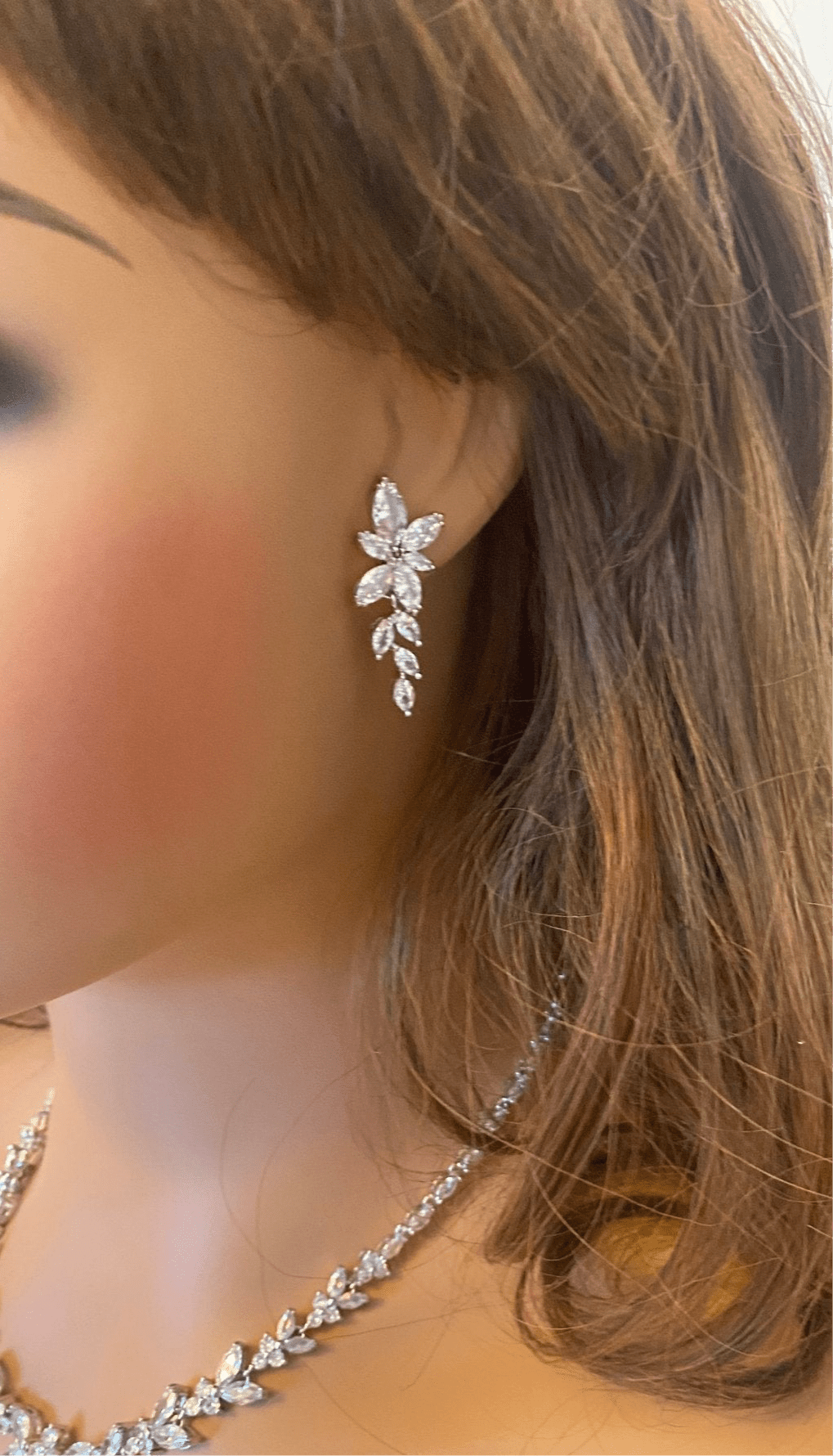 CZ Crystal Star Dangle Drop Earrings Gift for Her, Bridal Earrings in Silver and Gold