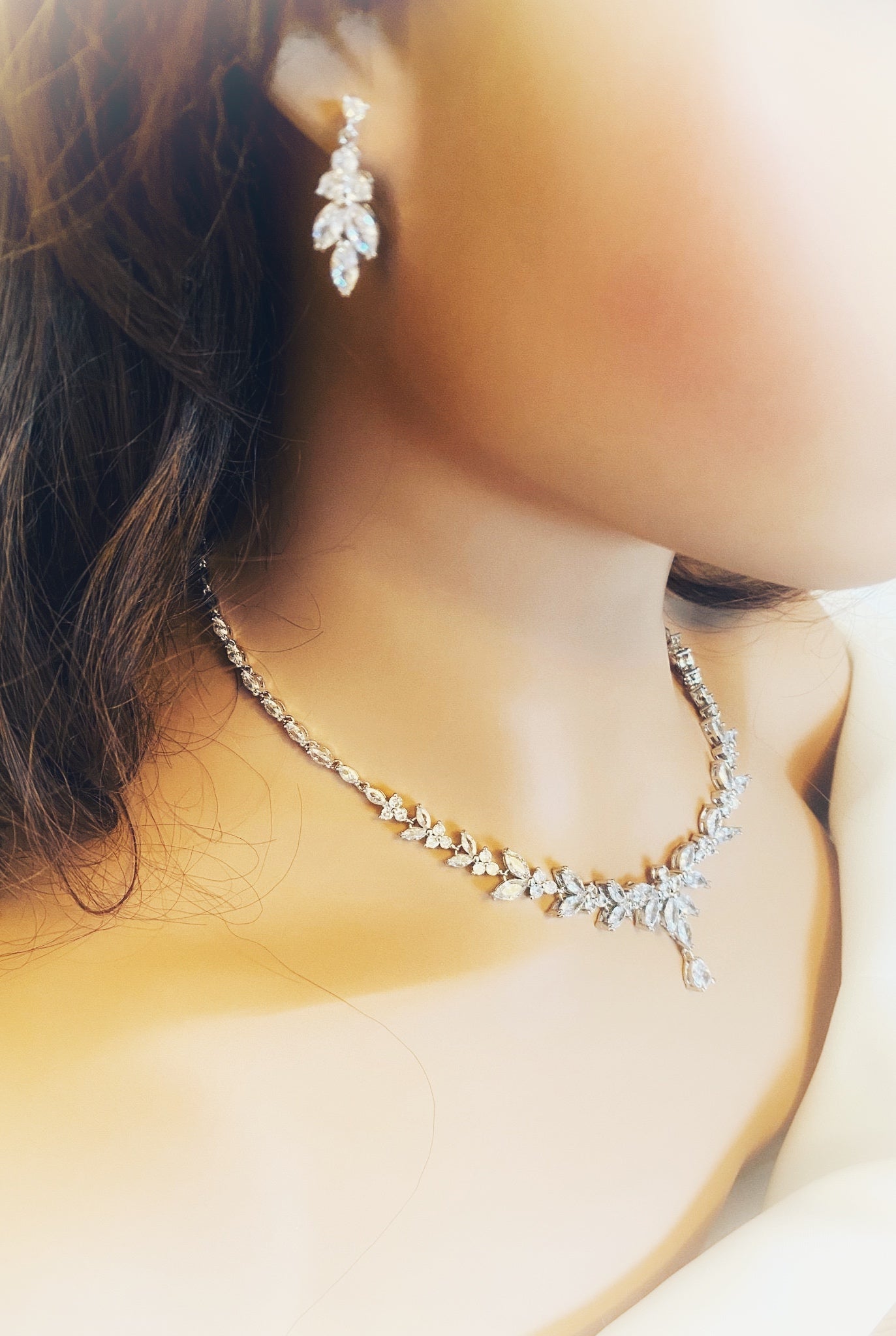 CZ Dangle Earrings Gift for Her, Bridal Drop Earrings, Silver or Gold Crystal Wedding Earrings