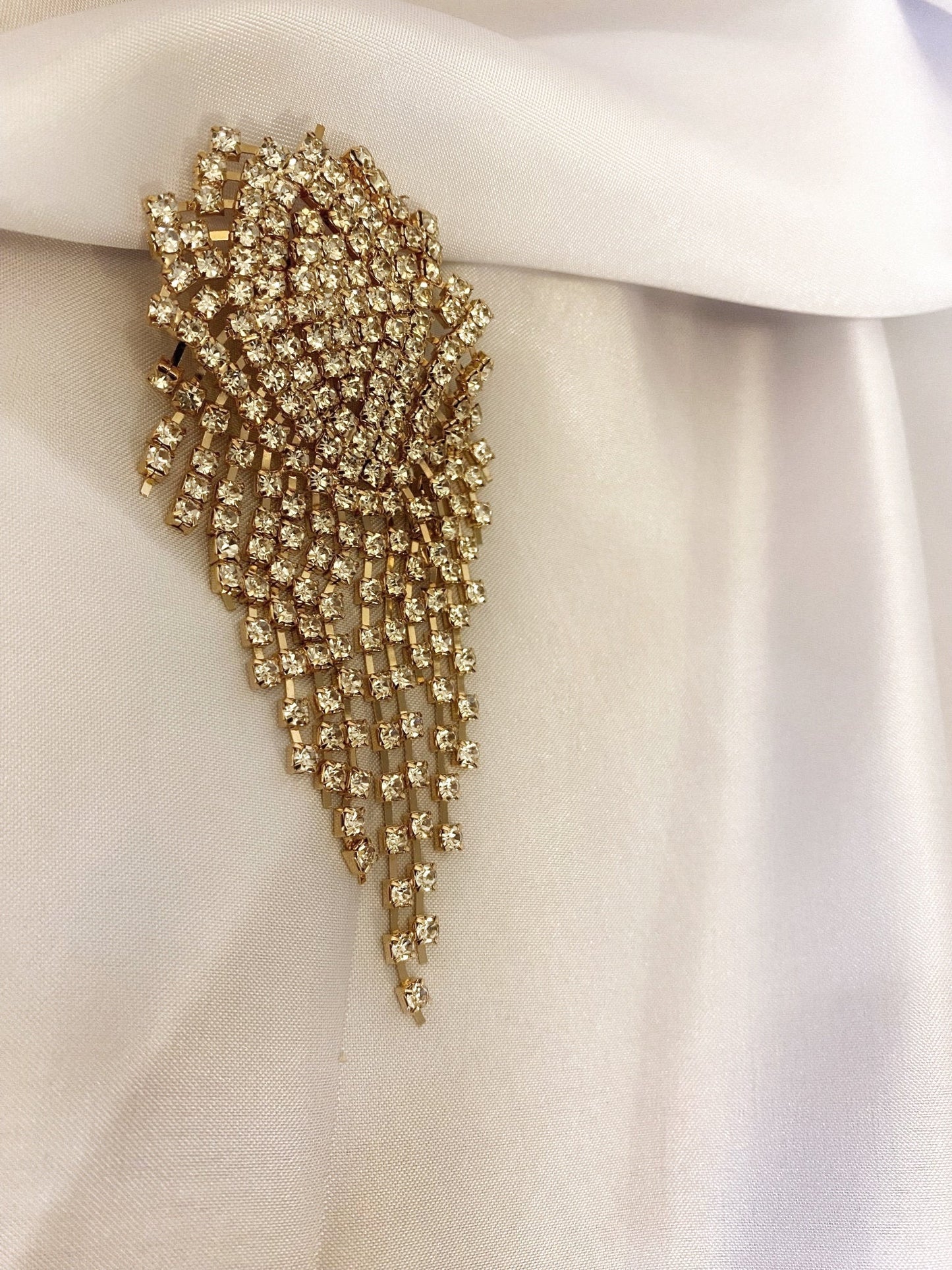 Large Crystal Fringe Earrings, Diamante Tassel Earrings, Statement Earrings, Gift for Her in Silver, Gold, Orange or Black