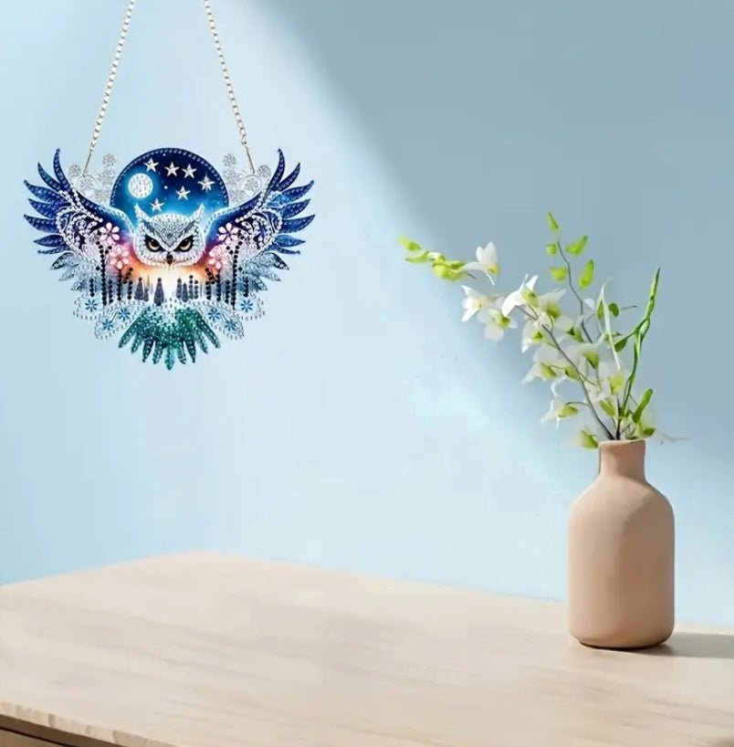 Owl Suncatcher - DIY Christmas Diamond Art Kit - Craft Kit in Acrylic with Rhinestone Drills