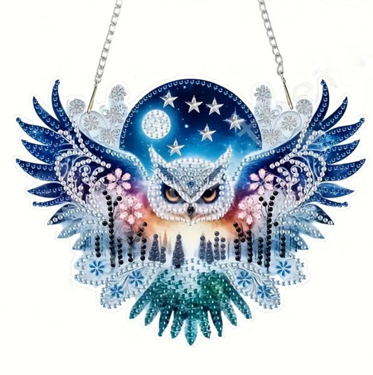 Owl Suncatcher - DIY Christmas Diamond Art Kit - Craft Kit in Acrylic with Rhinestone Drills