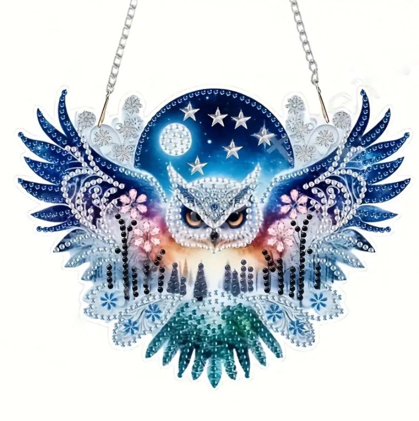 Owl Suncatcher - DIY Christmas Diamond Art Kit - Craft Kit in Acrylic with Rhinestone Drills