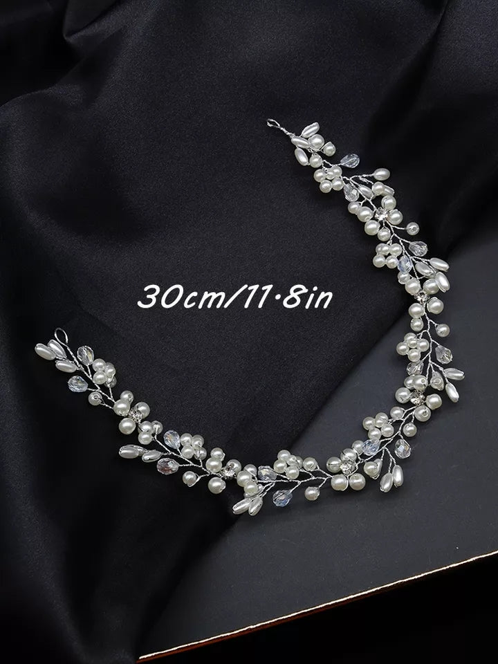 Pearl Bridal Wedding Hair Tiara Hair Accessories Vine/ Hairpiece for Bride, Bridesmaid Flower Girl in Silver