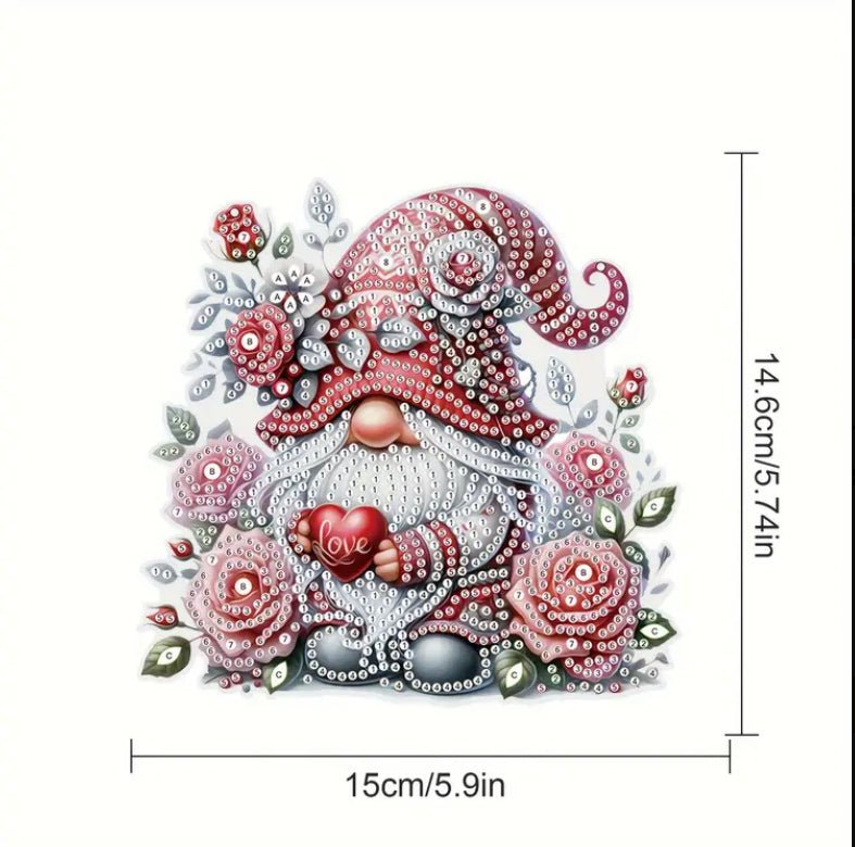 Red Christmas Gonk Suncatcher - DIY Christmas Diamond Art Kit - Christmas Decoration Craft Kit Acrylic with Rhinestone Drills