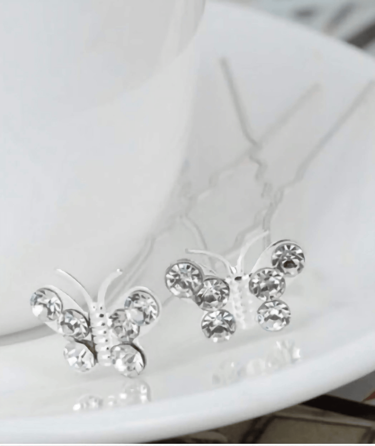 Silver Crystal Butterfly Wedding Hair Pins Sets Flower Girl Bridesmaid Wedding Hair Accessories