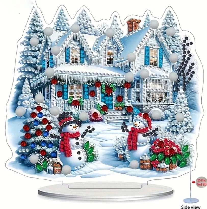 Snowman House DIY Diamond Art Kit - Christmas Diamond Art Ornament - Christmas Decoration Craft Kit in Acrylic