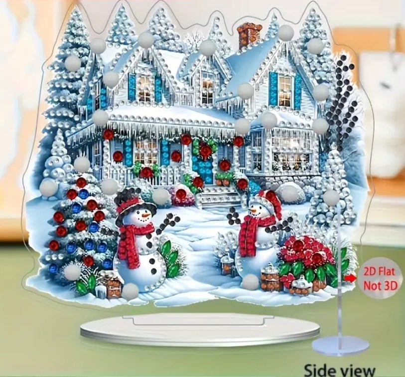 Snowman House DIY Diamond Art Kit - Christmas Diamond Art Ornament - Christmas Decoration Craft Kit in Acrylic