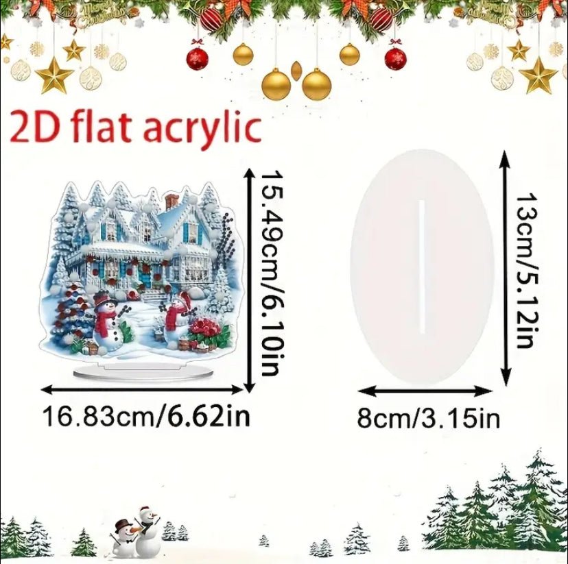 Snowman House DIY Diamond Art Kit - Christmas Diamond Art Ornament - Christmas Decoration Craft Kit in Acrylic