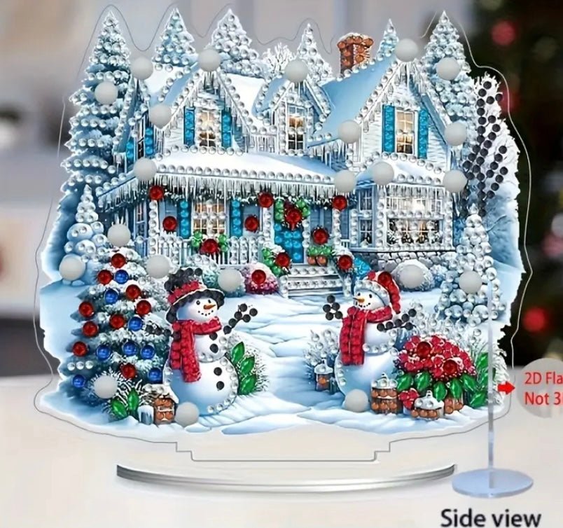 Snowman House DIY Diamond Art Kit - Christmas Diamond Art Ornament - Christmas Decoration Craft Kit in Acrylic