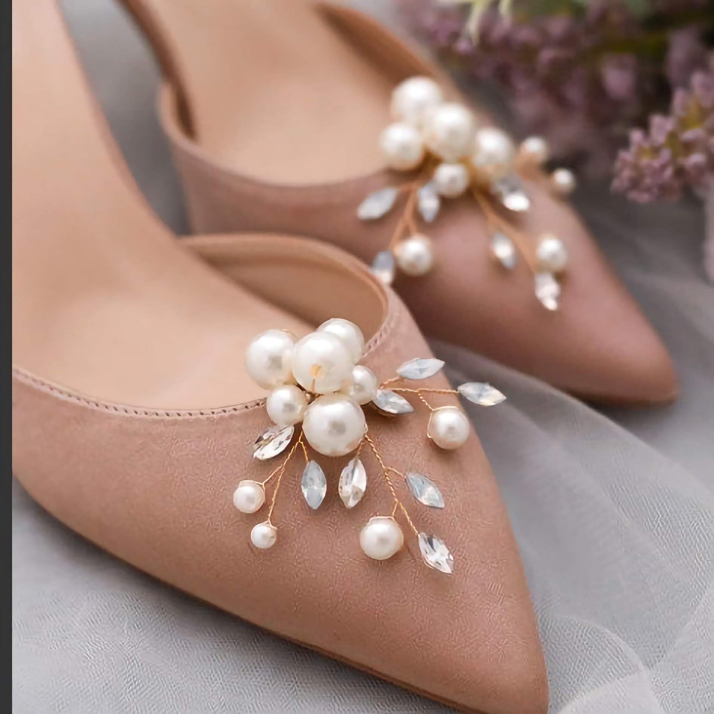 Wedding Shoe Clips, Bridal Shoe Clip, Pearl and Crystal Wedding Shoe Accessories Shoe Decoration X24